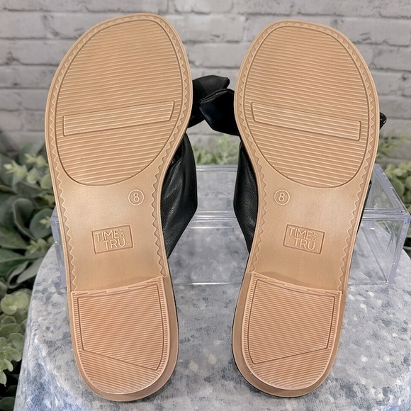 Time and Tru Black Knotted Bow Comfort Flip-Flop Sandals Women’s 8M☀️VGUC☀️ - Picture 7 of 8